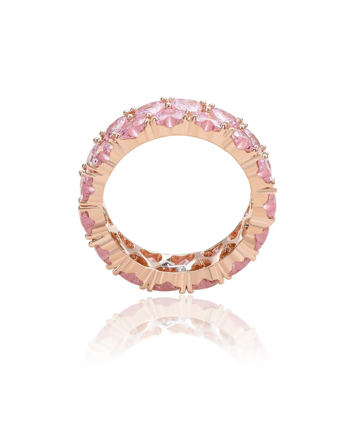 Suzy Levian Sterling Silver Cubic Zirconia Heart Cluster White Eternity Band