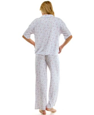Women's Button-Up Top and Pull-On Pajama Pants, 2-Piece Set