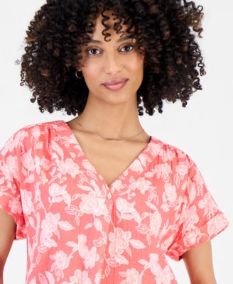 Petite Cotton V-Neck Short-Sleeve Top