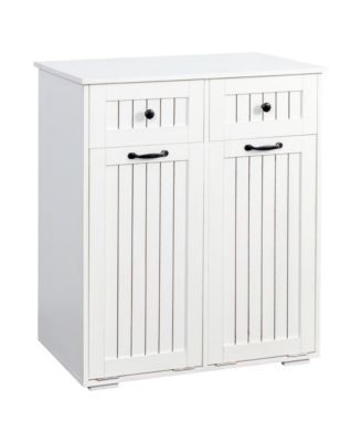 Laundry Hamper Cabinet - Tilt Out Bathroom Storage Unit with 2 Removable Baskets, 2 Drawers for Easy Sorting & Storage