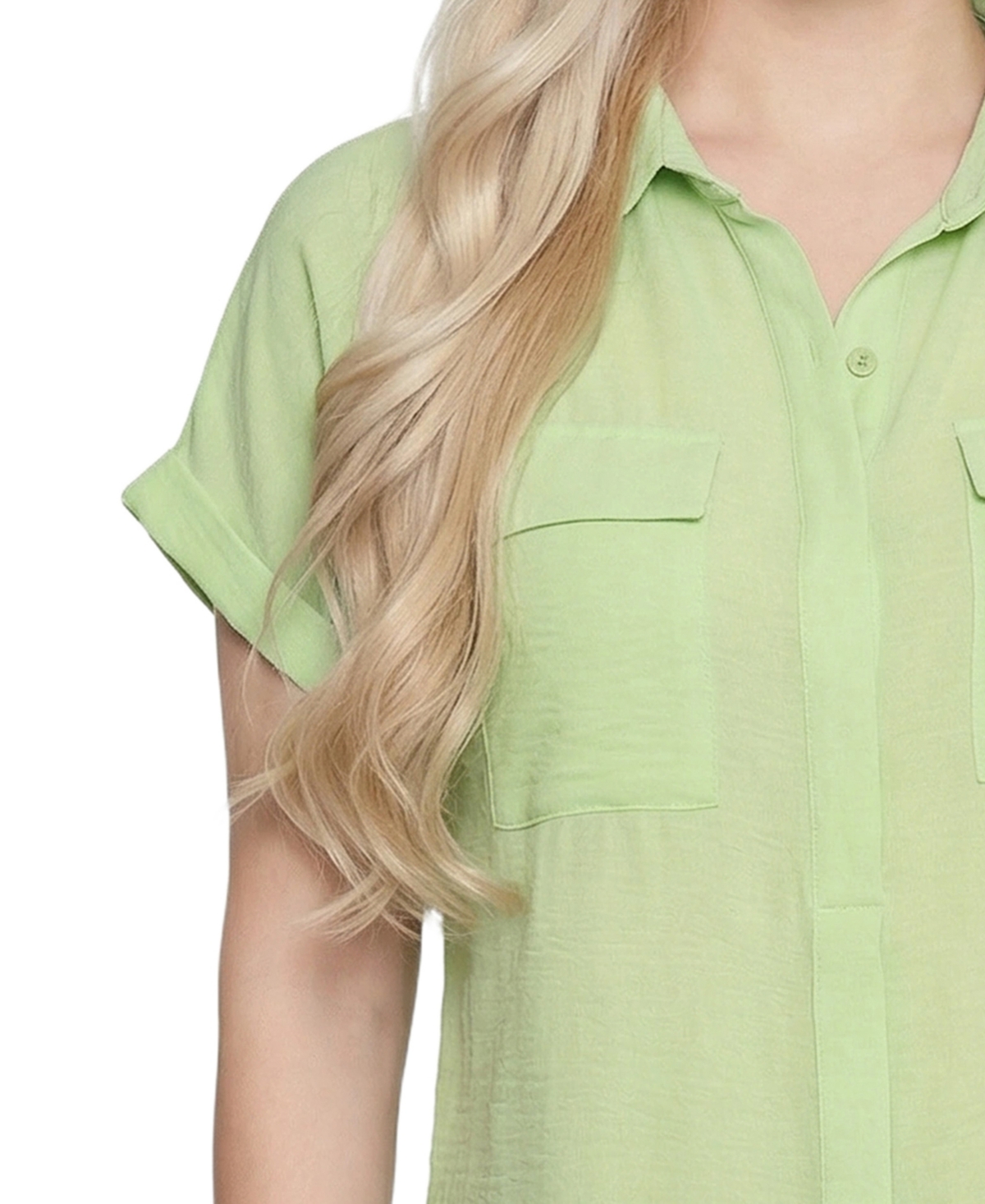 Ny Collection Women's Short-Sleeve Roll Cuff Blouse