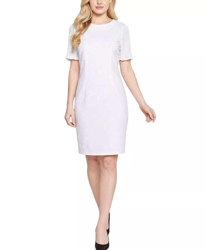 Women's Pliss&eacute; Pleated Short-Sleeve Dress