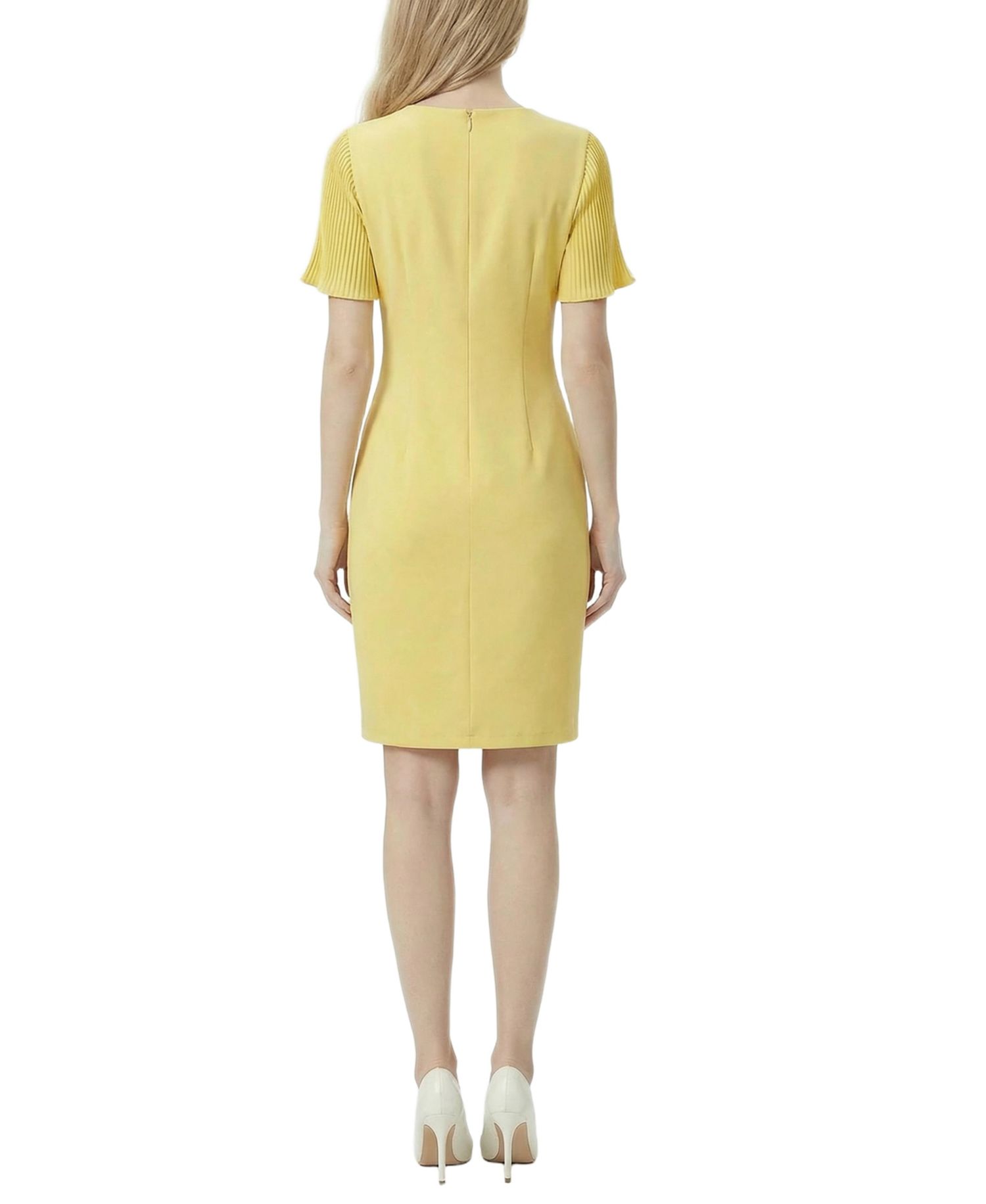 Women's Pliss&eacute; Pleated Short-Sleeve Dress