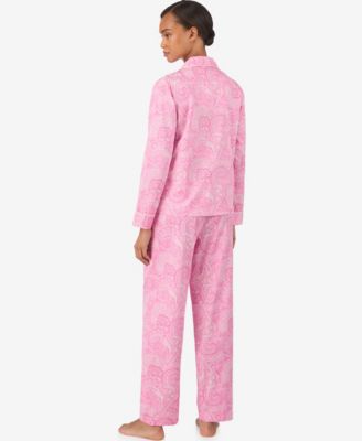 Women's Long-Sleeve Notch Collar Top and Pants Pajama Set