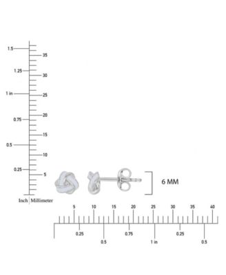 White Enamel Knot Stud Earrings in Rhodium Over Sterling Silver