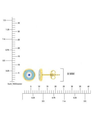 Evil Eye Stud Earrings in 14k Yellow Gold Over Sterling Silver