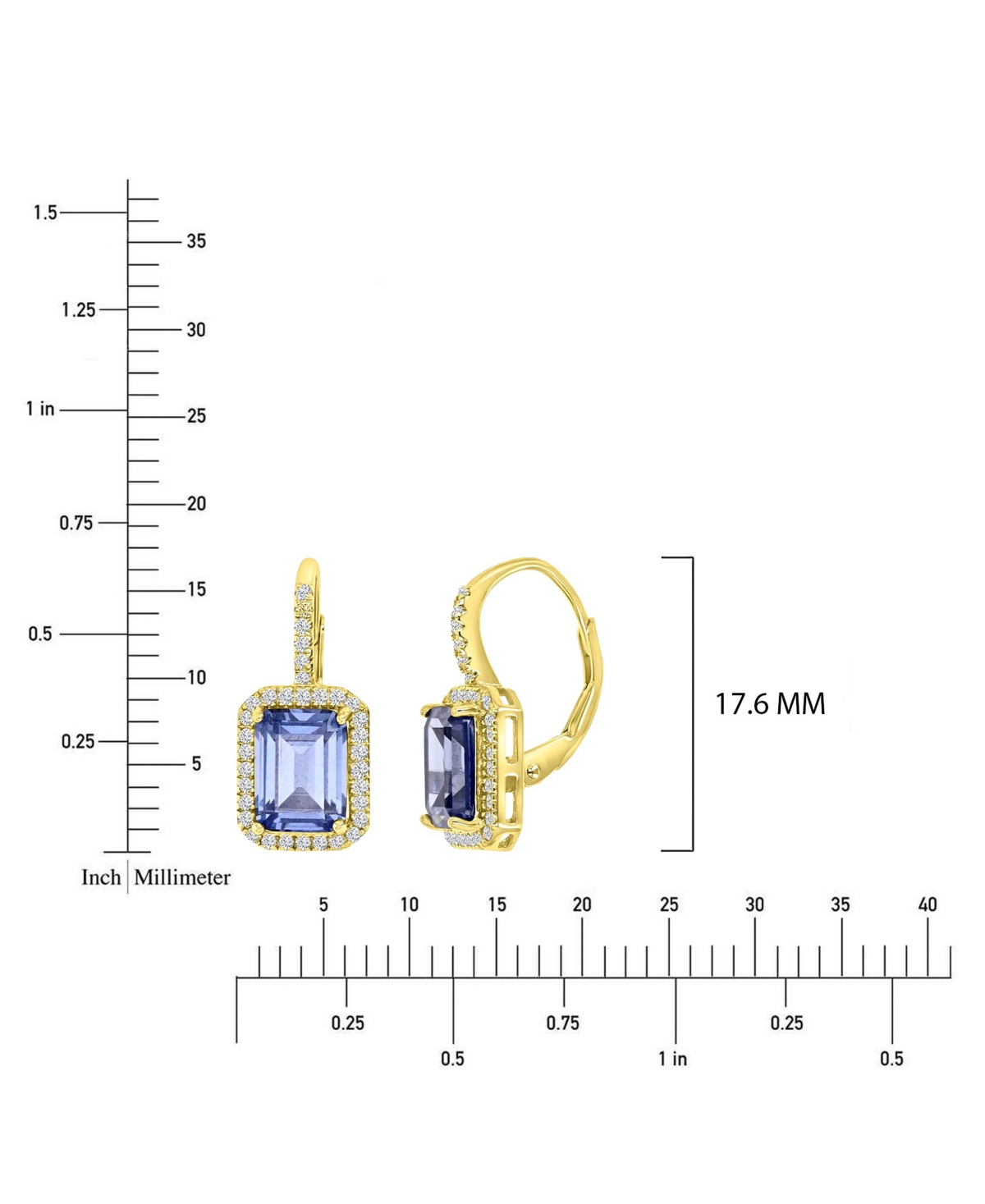 Macy's Polished Tanzanite & Cubic Zirconia Earrings in 14k Yellow Gold Over Sterling Silver