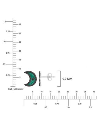 Black Spinel Half Moon Stud Earrings in Rhodium Over Sterling Silver