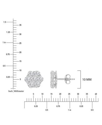 Cubic Zirconia Flower Stud Earrings in Rhodium Over Sterling Silver