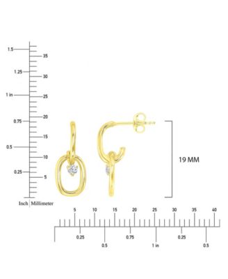 Cubic Zirconia Link Dangling Earrings in 14k Yellow Gold Over Sterling Silver