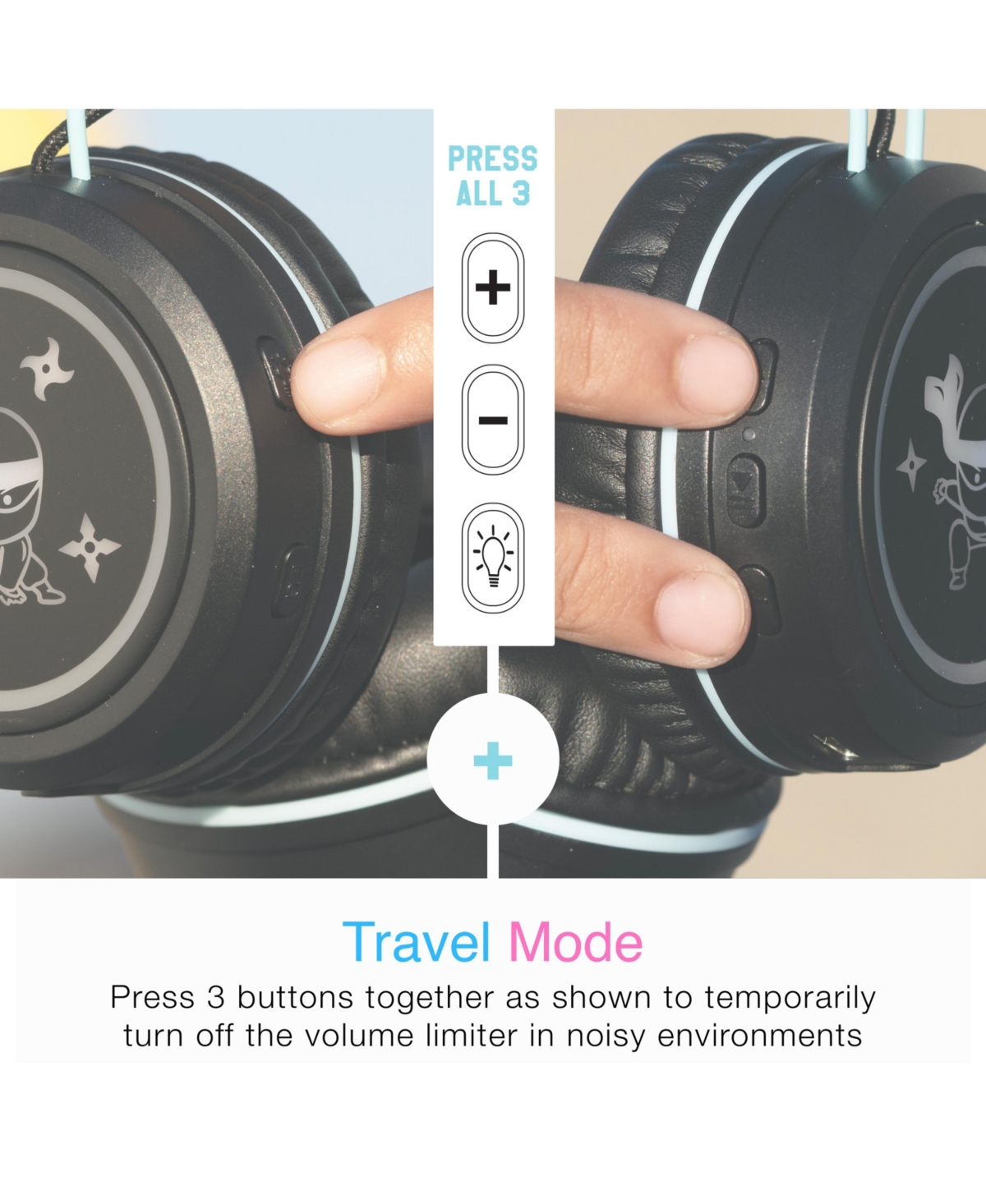 Mee audio KidJamz KJ55BT (2 Pack) Bluetooth Wireless Headphones for Kids w/ Led Lights
