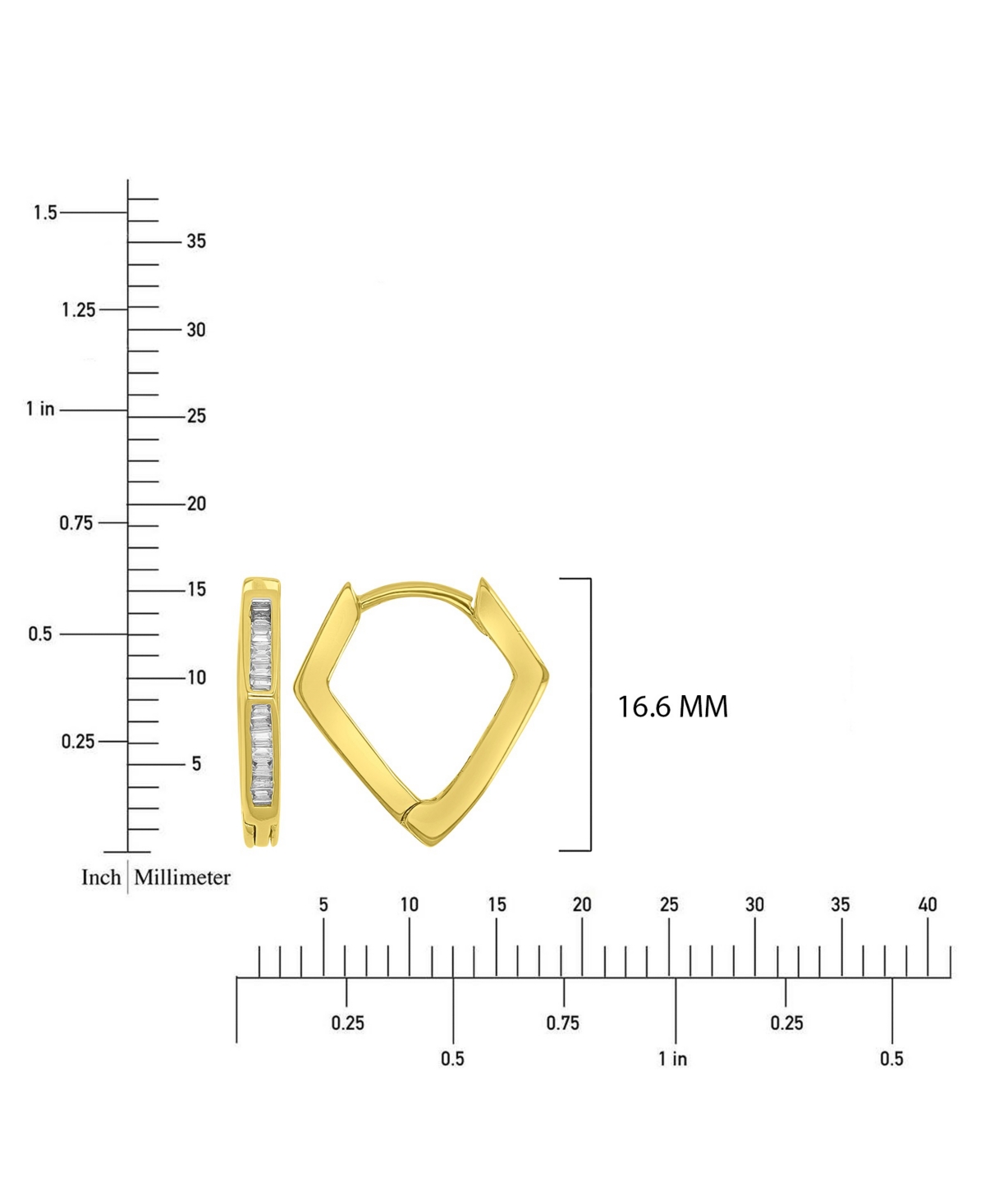 Macy's Cubic Zirconia Baguette Rhombic Huggie Earrings in 14k Yellow Gold Over Sterling Silver