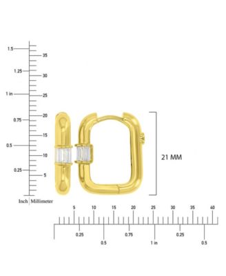 Cubic Zirconia Rectangular Hoop Earrings in 14k Yellow Gold Over Sterling Silver