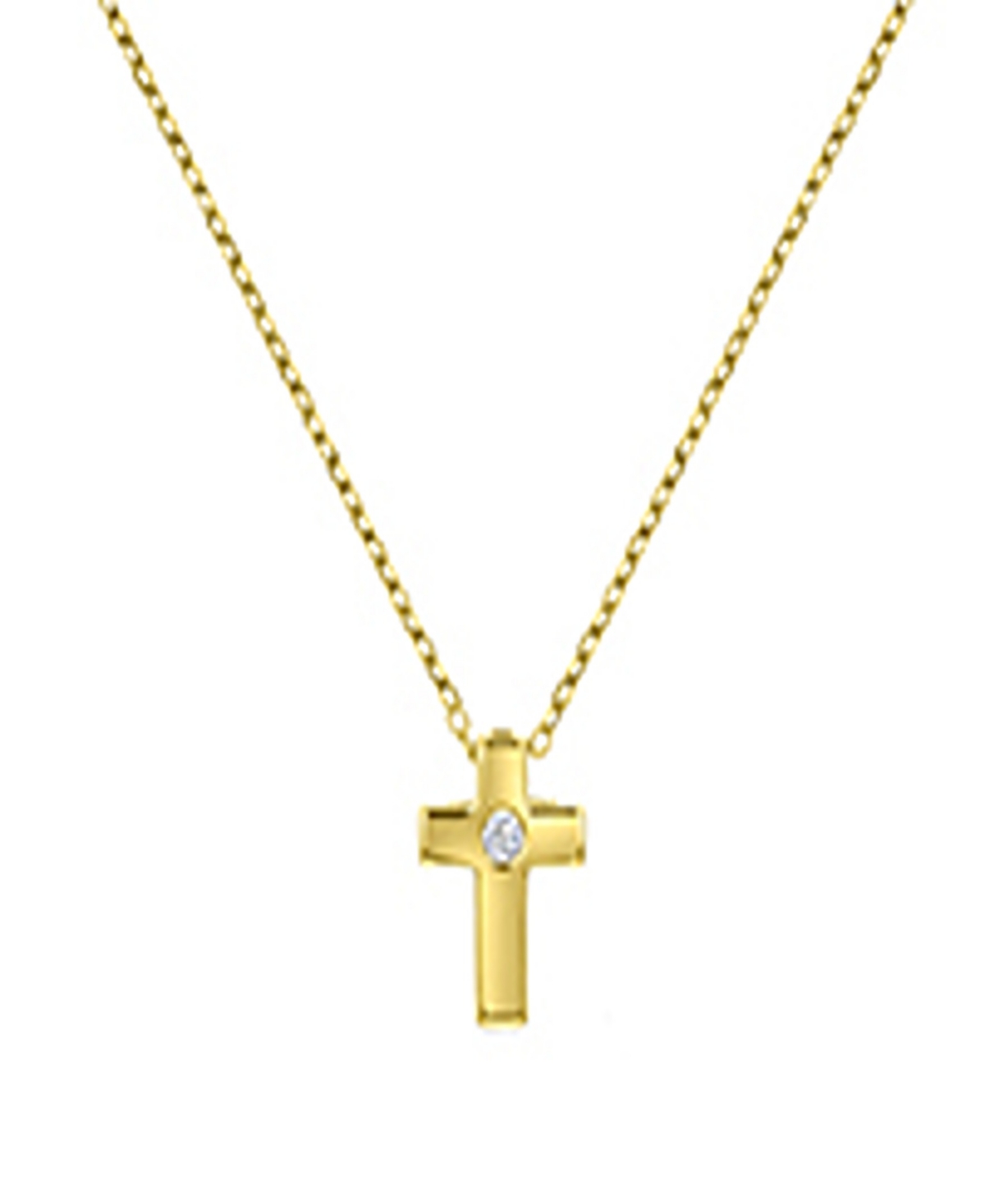 Macy's Cubic Zirconia Cross Necklace in 14k Yellow Gold Over Sterling Silver