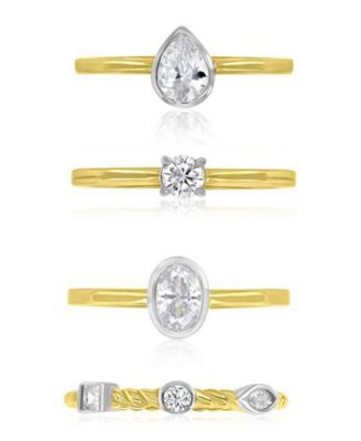 4-Pc. Polished Cubic Zirconia Quadruple Ring in 14k Yellow Gold Over Sterling Silver