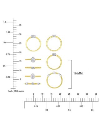 4-Pc. Polished Cubic Zirconia Quadruple Ring in 14k Yellow Gold Over Sterling Silver