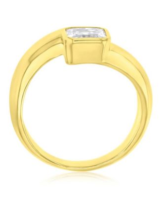 Polished Cubic Zirconia Engagement Ring in 14k Yellow Gold Over Sterling Silver