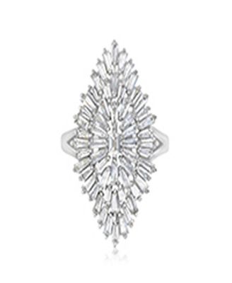 Polished Cubic Zirconia Cocktail Ring in Rhodium Over Sterling Silver