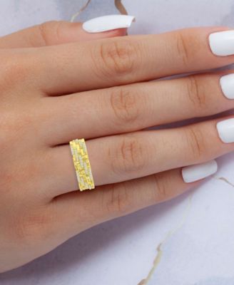 Cubic Zirconia Eternity Chain Ring in 14k Yellow Gold Over Sterling Silver