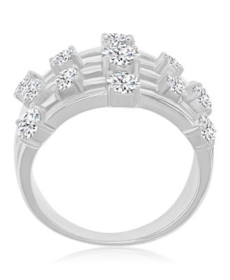 Cubic Zirconia 5-Row Ring in Rhodium Over Sterling Silver