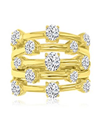 Cubic Zirconia 5-Row Ring in 14k Yellow Gold Over Sterling Silver