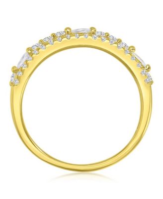 Two-Row Cubic Zirconia Ring in 14k Yellow Gold Over Sterling Silver