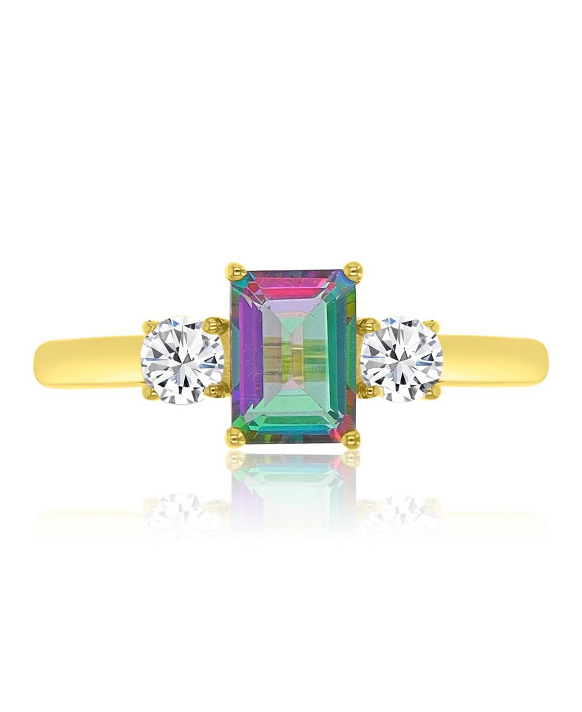 Macy's Mystic Green Quartz and White Topaz Ring 10k Yellow Gold