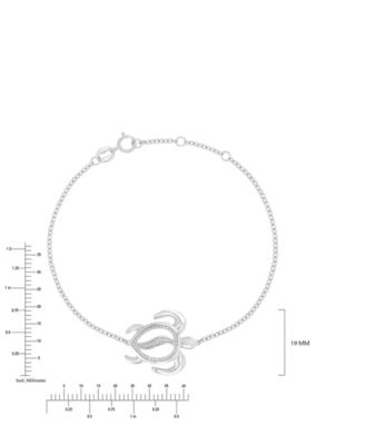 Diamond Accent Sea Turtle Bracelet in Rhodium Over Sterling Silver