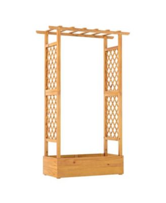 Wood Raised Garden Bed 70" with Lattice Trellis for Plants