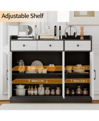 42.5" Sideboard Buffet Cabinet with Adjustable Shelves, Wooden Kitchen Storage Cabinet, Modern Coffee Bar Buffet Table for Living Room