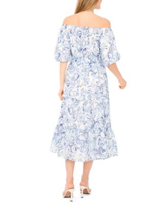 Women's Printed Tiered Ruffle Midi Dress