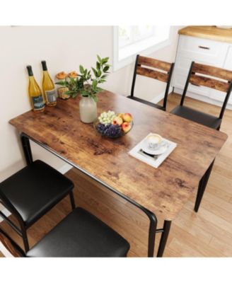 Dining Table Set for 4, Small Square Table and Chairs, 5 Piece Kitchen and Dining Set for Compact Spaces