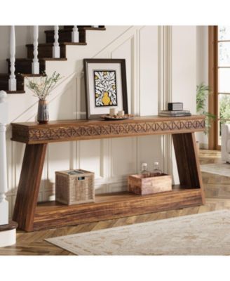 Farmhouse Console Table, Wood 70.9 Inch Extra Long Entryway Table with Storage, Narrow Long Sofa Tables Behind Couch