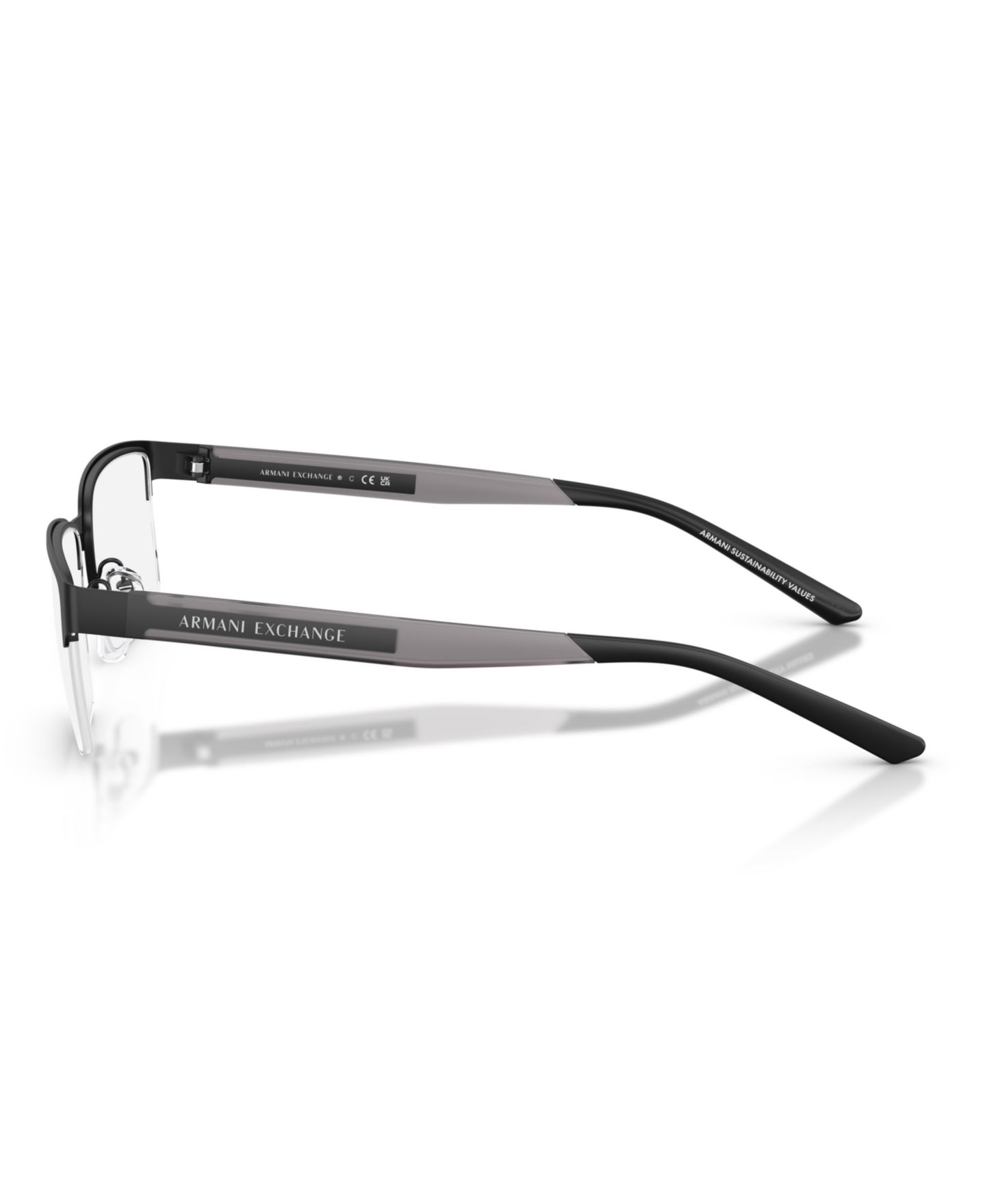 Мужские очки A|X Armani Exchange Armani Exchange Man Rectangle Metal AX1075 Eyeglasses, цвет: Матовый чёрный — фото 4