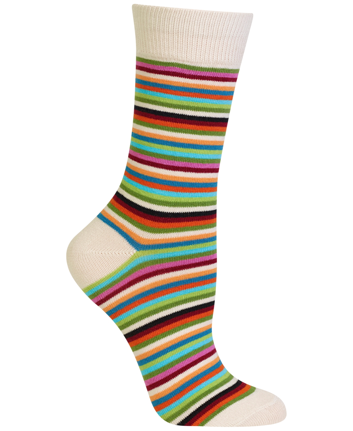 Women's Stripe Fashion Crew Socks - Natural