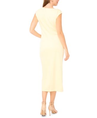 Women's Sleeveless Boat-Neck Pont&eacute;-Knot Wrap Midi Dress