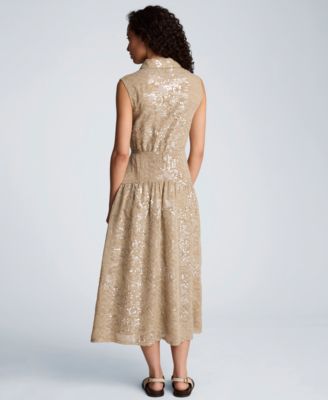 Women's Curved Yoke Collared Dress