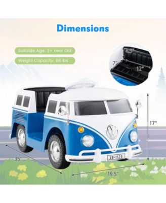 12V Ride On Car Licensed Volkswagen Ride-on Bus with Cup Holder and LED Headlights for 3+ Years Old-Blue