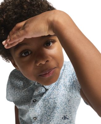 Boys' 2T-7 Printed Poplin Button-Front Shirt and Twill Shorts, 2-Piece Set