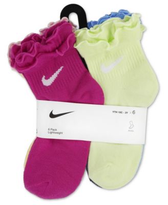 Nike Girls' 4-7 Ruffle Detail Ankle Socks, 6-Pack Set