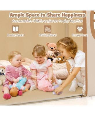 Large Kids Play Tent Playhouse with Door Curtain, Windows, and Star Lights