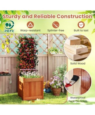Wooden Raised Garden Bed Planter with Trellis for Outdoors