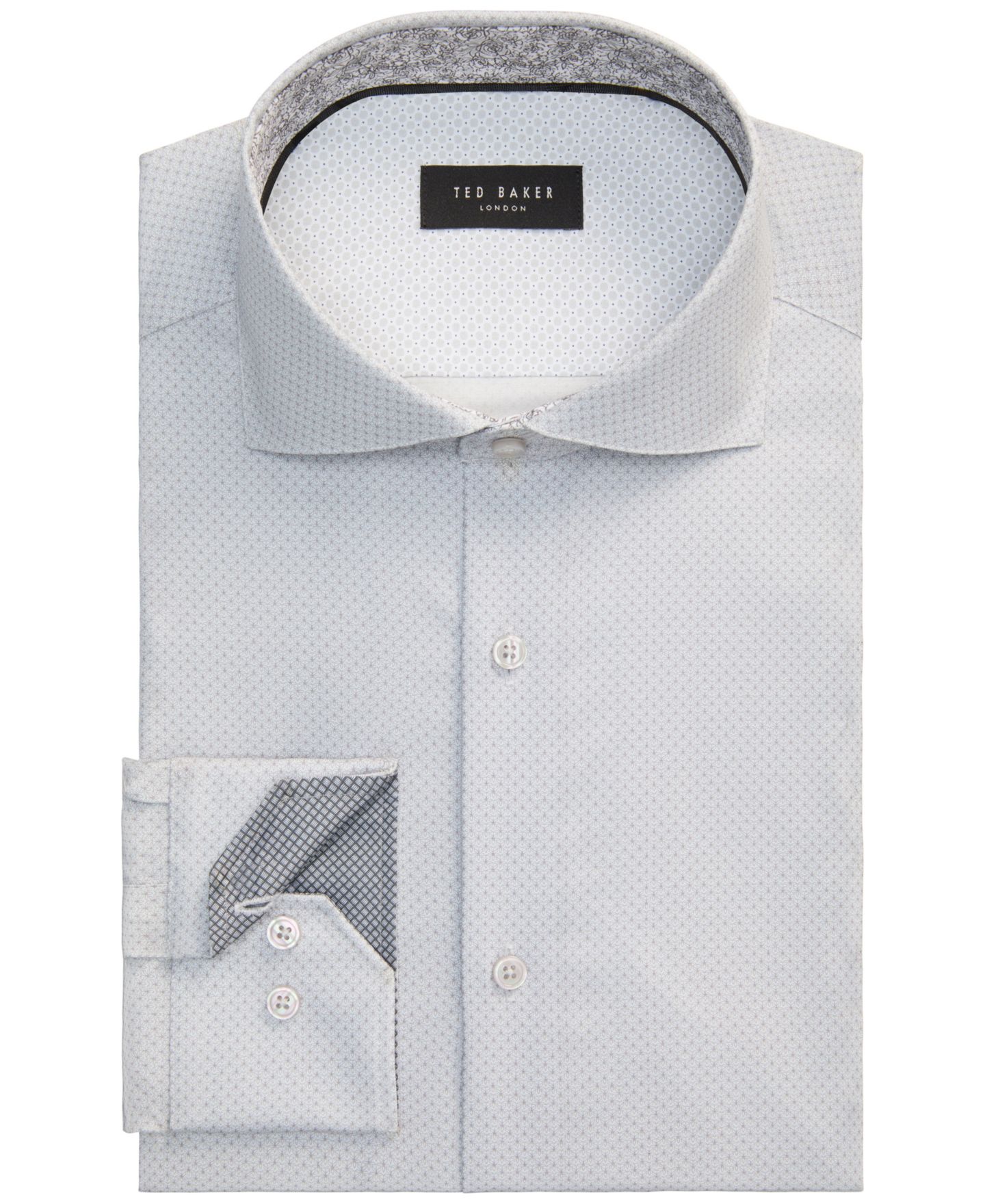 Мужская рубашка Ted Baker London Premium 4-Way Stretch Slim-Fit Dress Shirt, цвет: Серый — фото 3