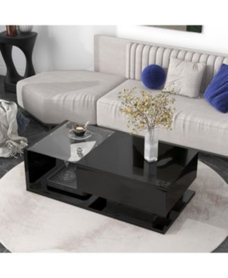  Modernist Glass-Wood Center Table