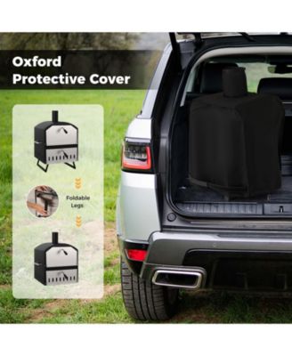 Outdoor 16 Inch 2-Layer Wood Fired Pizza Oven with Square Stone