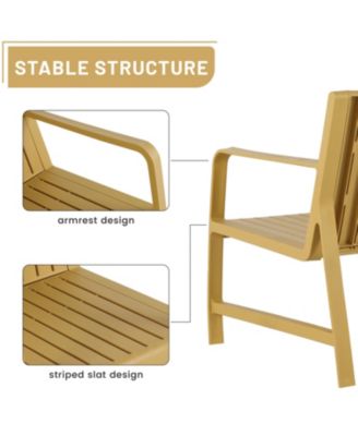 2 Piece Indoor Outdoor Furniture Set with Chair Coffee Table Waterproof PP Material Easy Assembly Patio Conversation Set