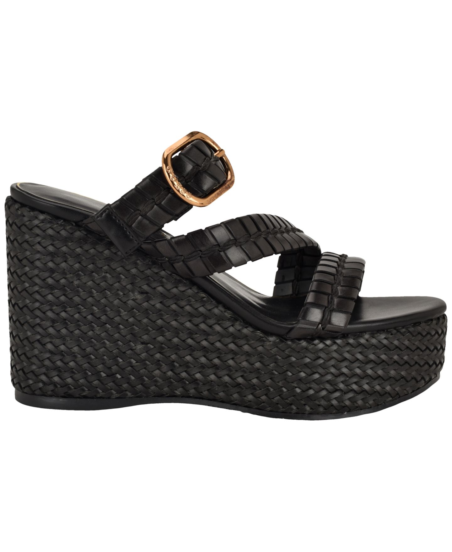 Женские сандалии GUESS Evana Woven Platform Wedge Sandal, цвет: Чёрный — фото 2
