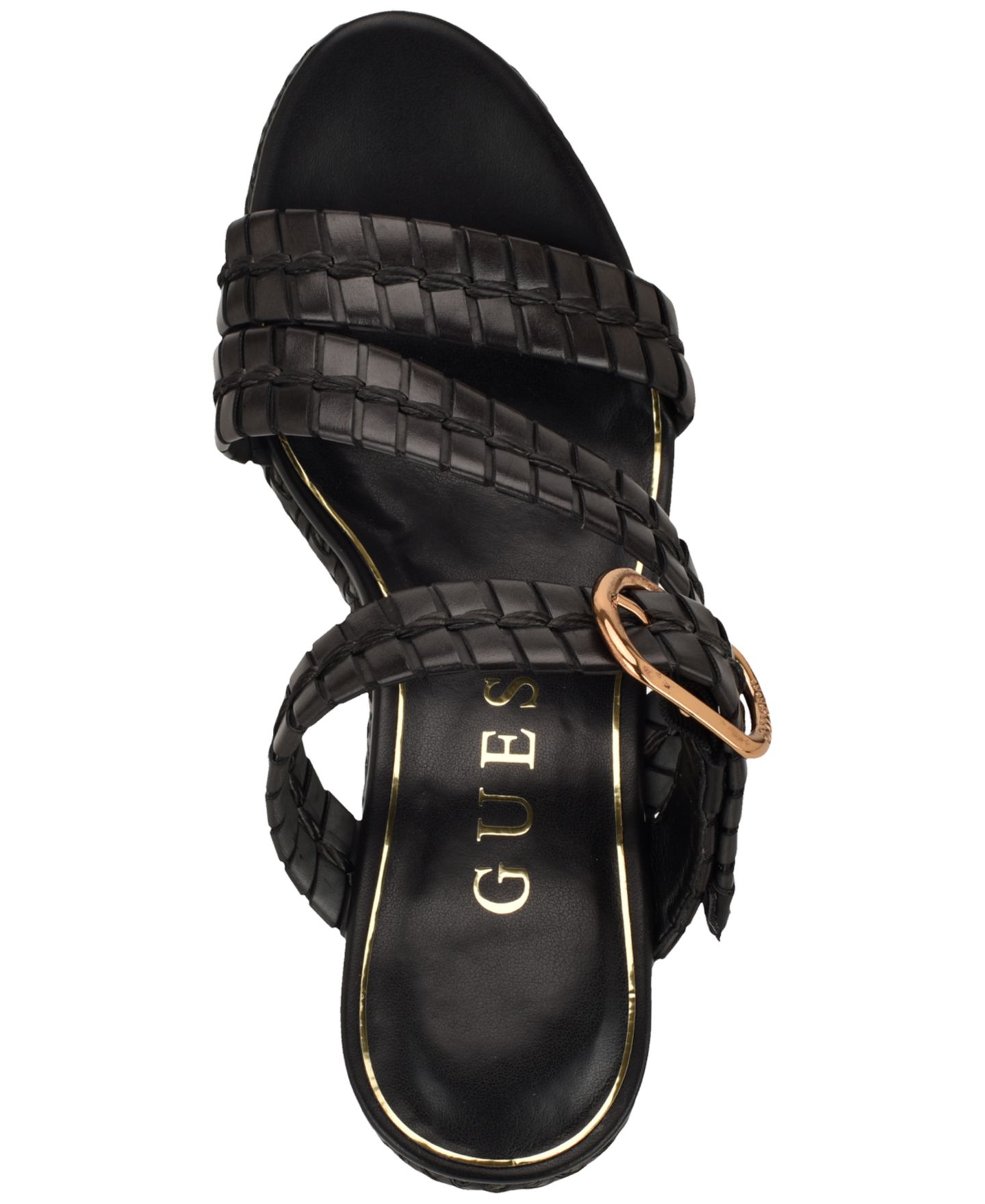 Женские сандалии GUESS Evana Woven Platform Wedge Sandal, цвет: Чёрный — фото 4