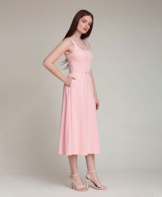 Women's Gingham Checkered Midi Dress