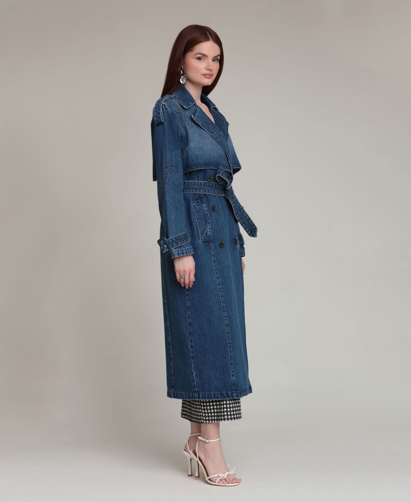 Женское пальто Avec Les Filles Long-Sleeve Embossed Trench, цвет: Варёный — фото 3